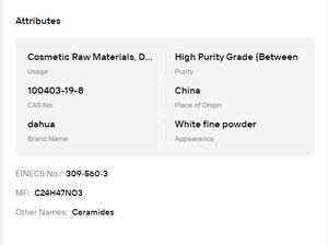 Céramide NP de haute pureté 99% Céramide 3 CAS 100403-19-8 pour l'hydratation du visage, la protection de la barrière cutanée, matière première cosmétique industrielle - Product Image 6