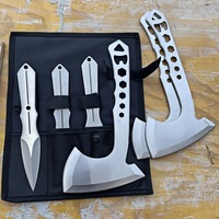 Ensemble de haches de camping multi-usages 6 pièces pour l'extérieur, lame en acier inoxydable, outil tactique pour fendre du bois de chauffage, utilisation en montagne, 25,5 cm de longueur totale