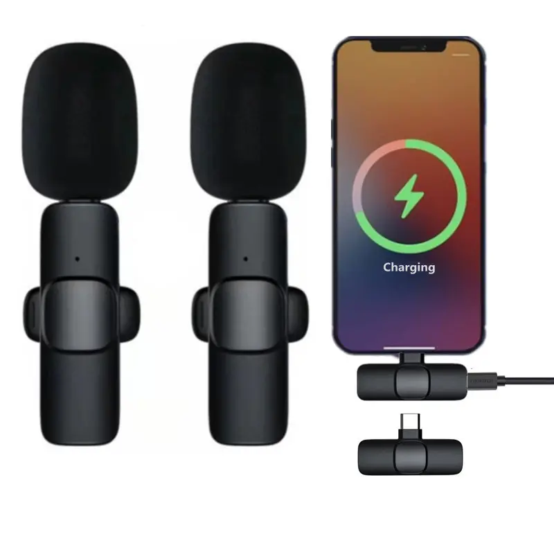 New Live Noise Cancelling Wireless Clip Lavalier Recording 2.4Ghz Microphone Bee Lavalier Microphone for Smartphone USB Type-c