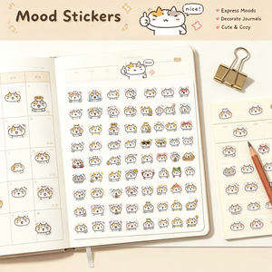 Kawaii Cat Mood Die Cut Stickers High Quality Coated Paper <b>Cute</b> Emotion Character Decals For Journal Planner <b>Notebook</b> DIY - Product Image 3