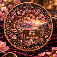 Pièce commémorative personnalisée en cuivre pur .999 de 5 oz, motif « Amour à travers les années », artisanat métallique en relief 3D, souvenir d'anniversaire de couple à long terme