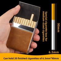 Étui à cigarettes portable en cuir de 65 mm, taille moyenne, pour 20 cigarettes, style ethnique minimaliste, avec fermoir magnétique, pour homme