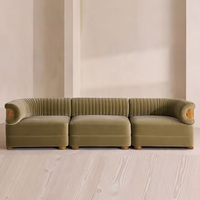 Muebles de lujo privados hechos a medida para sala de estar, sofá Chesterfield modular de terciopelo de tres plazas con estructura de madera de raíz.