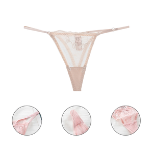 Venta al por mayor Sexy Lady ropa interior cuerda ajustable bragas de corte bajo ver a través de encaje señora bragas - Product Image 2