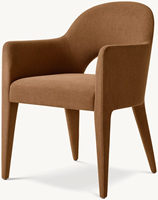 Fauteuil de salle à manger rembourré, chaise de salle à manger en tissu à dossier incurvé avec pieds coniques, chaise d'appoint moderne pour restaurant et maison