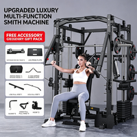 Máquina Smith Multifuncional con Cable Cruzado, Equipo de Gimnasio Comercial y Doméstico, Soporte para Sentadillas, Banco de Pesas, Equipo de Fitness Integrado