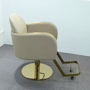 Chaise de coiffure Z Barber Supplies pour salon de coiffure, chaise de salon en métal doré et gris, mobilier de salon, chaise de coiffure hydraulique inclinable HT - Product Image 2