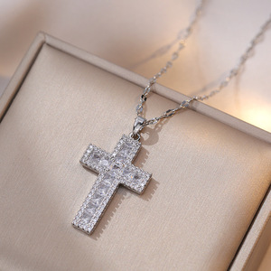 PFT Shining Cross Phong Cách Sang Trọng Vòng Cổ Thanh Lịch Lấp Lánh Dây Đồng Mạ Điện Nữ Đa Năng Cổ Dây Xích Quà Tặng - Product Image 6