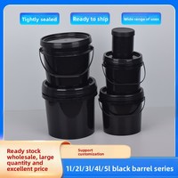 Ember Plastik Mulut Lebar 2L/3L/4L, Wadah Cat, Tutup Tekan, Putih/Hitam, Bulat, Wadah Sampel Tinta Kimia & Makanan