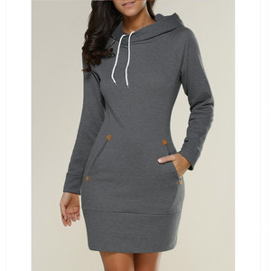 Abito da donna con cappuccio tinta unita e taglie forti - Product Image 5