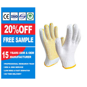 Guantes de punto de algodón antideslizantes de bajo precio Guantes DE TRABAJO punteados de poliéster Pvc Guantes de seguridad para construcción para hombres - Product Image 2
