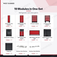 Système de rangement modulaire pour garage sur mesure OEM, armoire à outils en métal combinée avec armoire à roulettes et armoires murales pour atelier