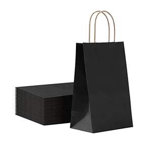 Sac en papier d'emballage alimentaire à fond plat personnalisé KM, écologique, kraft/blanc/achats/cadeaux/café, avec poignée - Product Image 1