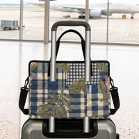 Sac pour ordinateur portable matelassé personnalisé avec imprimé Palaka hawaïen, motif floral Art Déco tropical, pour le shopping, les voyages et le transport quotidien
