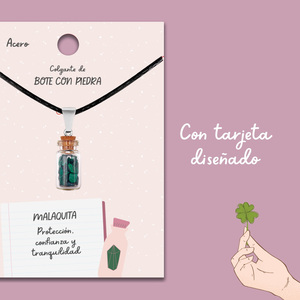 Ciondolo in vaso di desideri con collana a catena in corda di cristallo Malachite-minimalista Unisex buona fortuna - Product Image 3