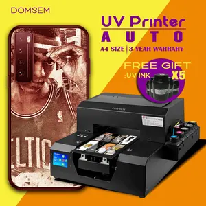 DOM SEMプリンター工場A4UVデスクトップインクジェットプリンター革製電話ケースUVプリンターLEDランプ印刷機付き