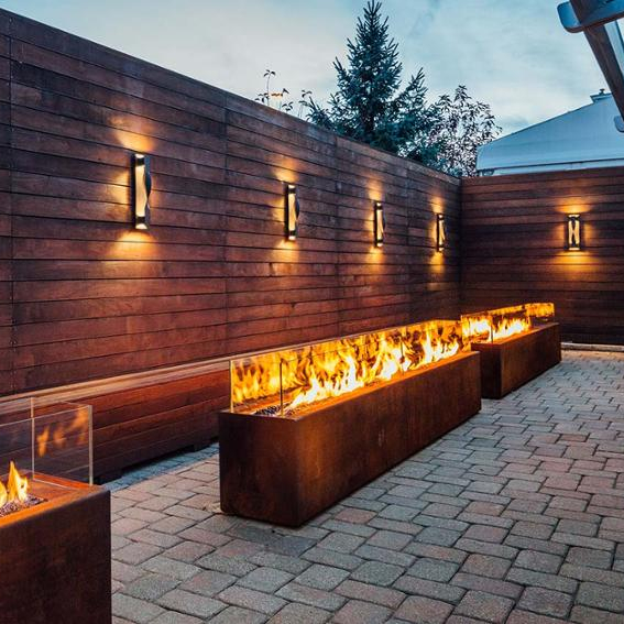 กลางแจ้ง Smokeless Corten Steel Gas Fire Pit ตาราง