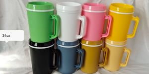 Nuevo Vaso Térmico Personalizado de Moda para Café, 22oz/34oz, con Asa, Color Sólido, Doble Pared, Plástico, para Viaje, Mega Taza - Product Image 2