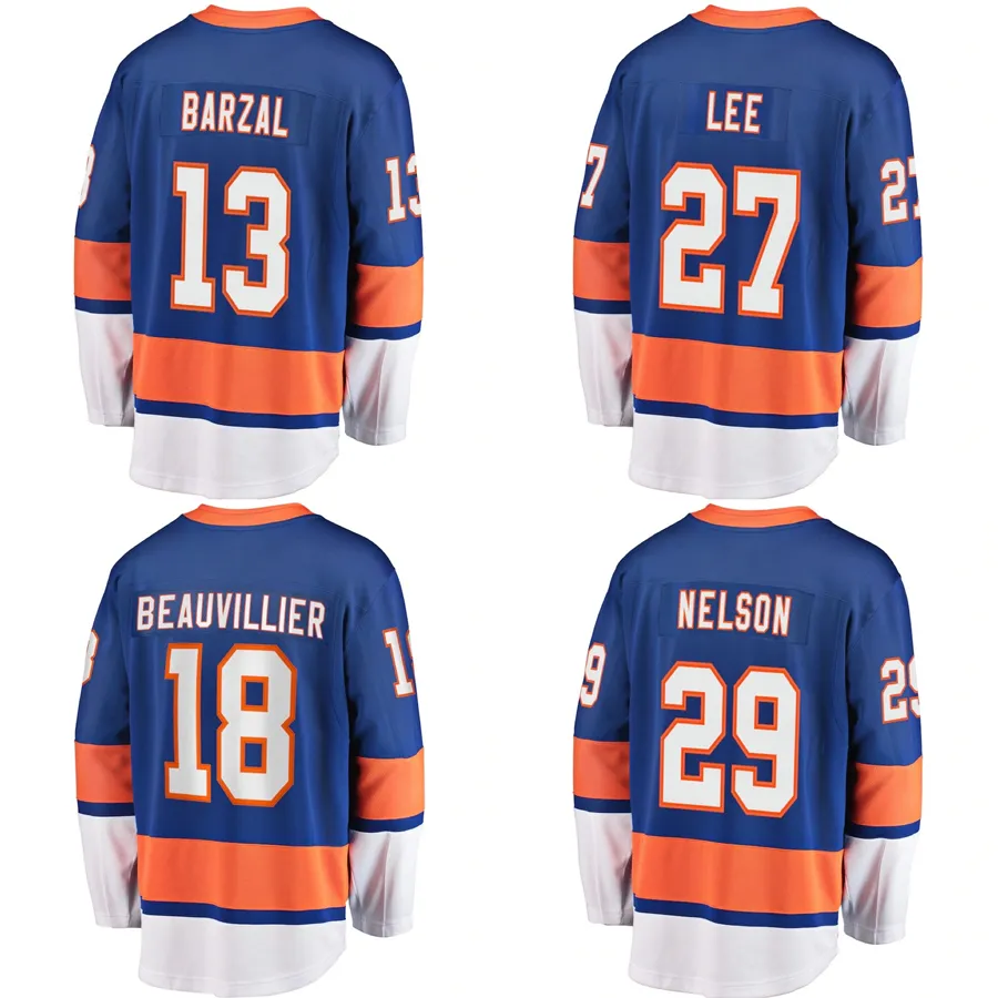 Jersey de Hockey sobre hielo personalizado para hombre, uniforme del Equipo REAL isleño cosido de la ciudad de Nueva York #13 Barzal #27 Lee #18 Beauvillier, venta al por mayor