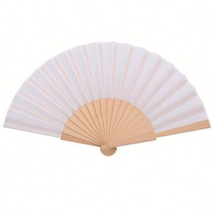 Factory Direct 23cm Portable Foldable Wooden Fabric Handheld Fans Custom Logo Advertising Promotion <b>Gift</b> - Product Image 2