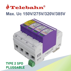 Điện thoại 150V 275V 320V 385V AC T2 3 P + N TT3 + 1 SPD 20ka 40kA điện KEMA-KEUR điện áp thấp 3 giai đoạn tăng suppressors thiết bị SPD - Product Image 4