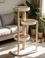 Arbre à chat moderne à 3 niveaux en bois, avec poteaux à gratter en sisal et plateformes rondes, pour chats d'intérieur - Vente en gros fabricant