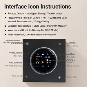Thermostat numérique intelligent M8 avec protection contre la surchauffe, verrouillage enfant, programmation hebdomadaire pour chaudière à <span class=keywords><strong>eau</strong></span> - Product Image 5