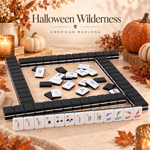 Vibrante Juego de 160 Fichas de Mahjong Acrílicas con Acabado Pulido y Patrón de Calaveras de Halloween para Fiestas Modernas - Product Image 1