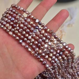 Collier en perles d'eau douce naturelles faites à la main, forme baroque, double face avec trou horizontal léger, 4-5 mm, perles blanches en vrac, bijoux - Product Image 3