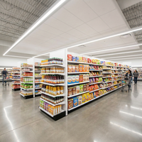 Étagères de supermarché personnalisables à profondeur ajustable, panneaux perforés en métal, grande capacité, présentoir à 5 niveaux pour la papeterie