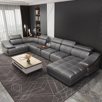 Ensemble de canapés en cuir en forme de U pour salon de luxe, design moderne, canapé modulaire multifonctionnel
