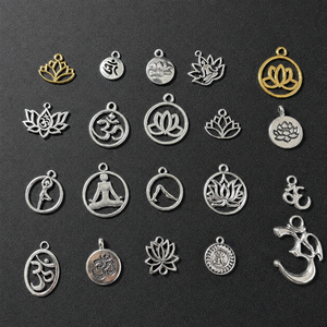 Ciondoli per Yoga e Meditazione Om Aum Fiore di Loto, Personalizzabili con Logo, Componenti per Creazione di Gioielli Spirituali Buddisti per Collane e Bracciali - Product Image 1