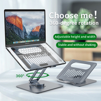 Support pliable pour ordinateur portable, réglable, rotation à 360 degrés, support de bureau en aluminium