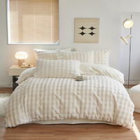 Vente en gros sur mesure Simple classe a Toscane Faux lapin peluche bulle velours 4 pièces drap de literie toutes saisons housse de couette ensemble