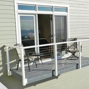 Hiện Đại Khoan Trắng Thép Không Gỉ Cầu Thang Đường Sắt Bài Cáp Grommets Miếng Đệm 42 "Chống Gỉ Sàn Gắn Cho Ban Công Sàn - Product Image 3