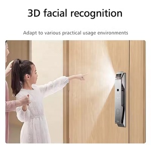 Tuya Kunci Pintu Pintar Aluminium Aloi, keamanan rumah WiFi sidik jari akses kamera mata kucing kunci kartu pintu depan pintu kayu - Product Image 2