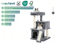 Usine personnalisée moderne gris clair en peluche grand chat chaud grimper griffoir condo pour chats avec grattoirs et lit