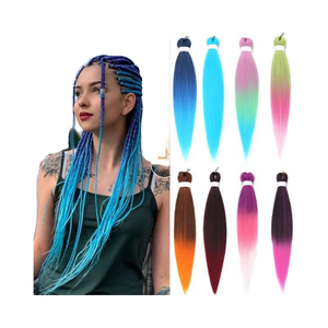 BURNING MAN COACHELLA Peluca colorida festiva <span class=keywords><strong>Trenzas</strong></span> de ganchillo preestiradas grandes <span class=keywords><strong>Trenzas</strong></span> <span class=keywords><strong>africanas</strong></span> de fibra de alta temperatura - Product Image 2