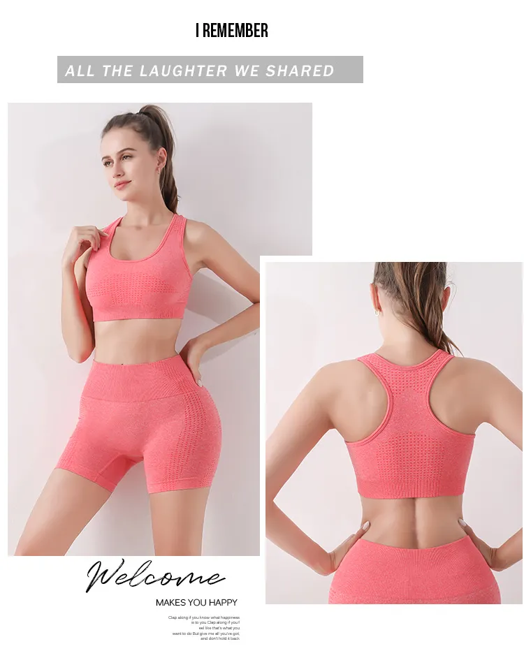 Ropa Deportiva de cintura alta para mujer, conjunto de gimnasio sin costuras de 2 piezas para entrenamiento y yoga