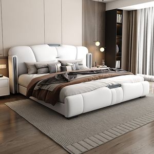 Cama de Cuero Tapizada de Lujo, Diseño Moderno Italiano, Estructura de Madera, Muebles de Dormitorio Elegantes de Alta Calidad, Cama <span class=keywords><strong>King</strong></span> Size con Almacenamiento - Product Image 2