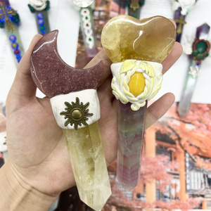 Cetro mágico de cristal natural, piedra curativa, varita de <span class=keywords><strong>bola</strong></span> de cuarzo, cetro de amatista para <span class=keywords><strong>bruja</strong></span> - Product Image 3