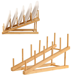 Égouttoir <span class=keywords><strong>à</strong></span> vaisselle moderne multi-niveaux en bambou écologique, support de rangement polyvalent en bois pour ustensiles - Product Image 2