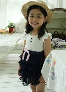 Robes d'été 2015 en dentelle à manches courtes pour filles, vente en gros - Product Image 3