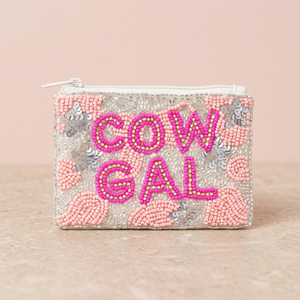 Pochette carrée en coton brodée de sequins et de perles Jaunty Cowgal, faite à la main, pour usage quotidien - Product Image 2