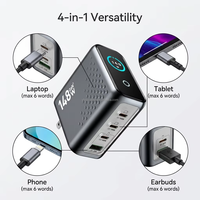 Chargeur rapide GaN 140W 2026 avec affichage LED en temps réel, adaptateur multiport PD pour ordinateurs portables, tablettes et téléphones universels à charge rapide