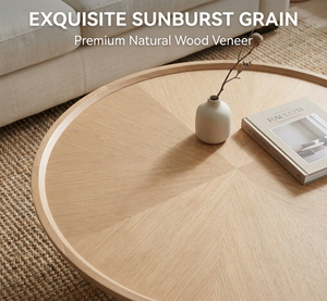 <strong>Nesting</strong> Travertine Effect MDF Coffee <strong>Table</strong> Set of 2 Modern Round Japandi <strong>Center</strong> <strong>Table</strong> Living Room Furniture Wholesale - Product Image 6