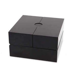 Caja de Madera de Lujo para Colección de Relojes, Diseño Abatible de Doble Tapa, Marca DS, Rectangular, Negra, con Acabado Brillante Tipo Piano - Product Image 1