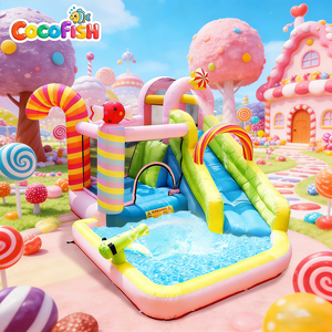<span class=keywords><strong>Castillo</strong></span> Inflable Cocofish Candy con Toboganes, Piscina y Pistola de Agua Integrada para Niños de 3 a 10 Años, Parque Acuático para Jardín - Product Image 1