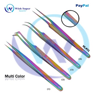 Wish Super Eyelash Tweezers ML#012 Stainless Steel Durable Anti-Static Precision Curved Tip 10mm Multi Color Smooth Surface - Product Image 4