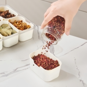 Caja de aperitivos transparente de 8 alimentos divididos con tapa y Asa Compartimentos extraíbles Plato de aperitivos para niños Caja de almacenamiento de aperitivos con divisores - Product Image 4